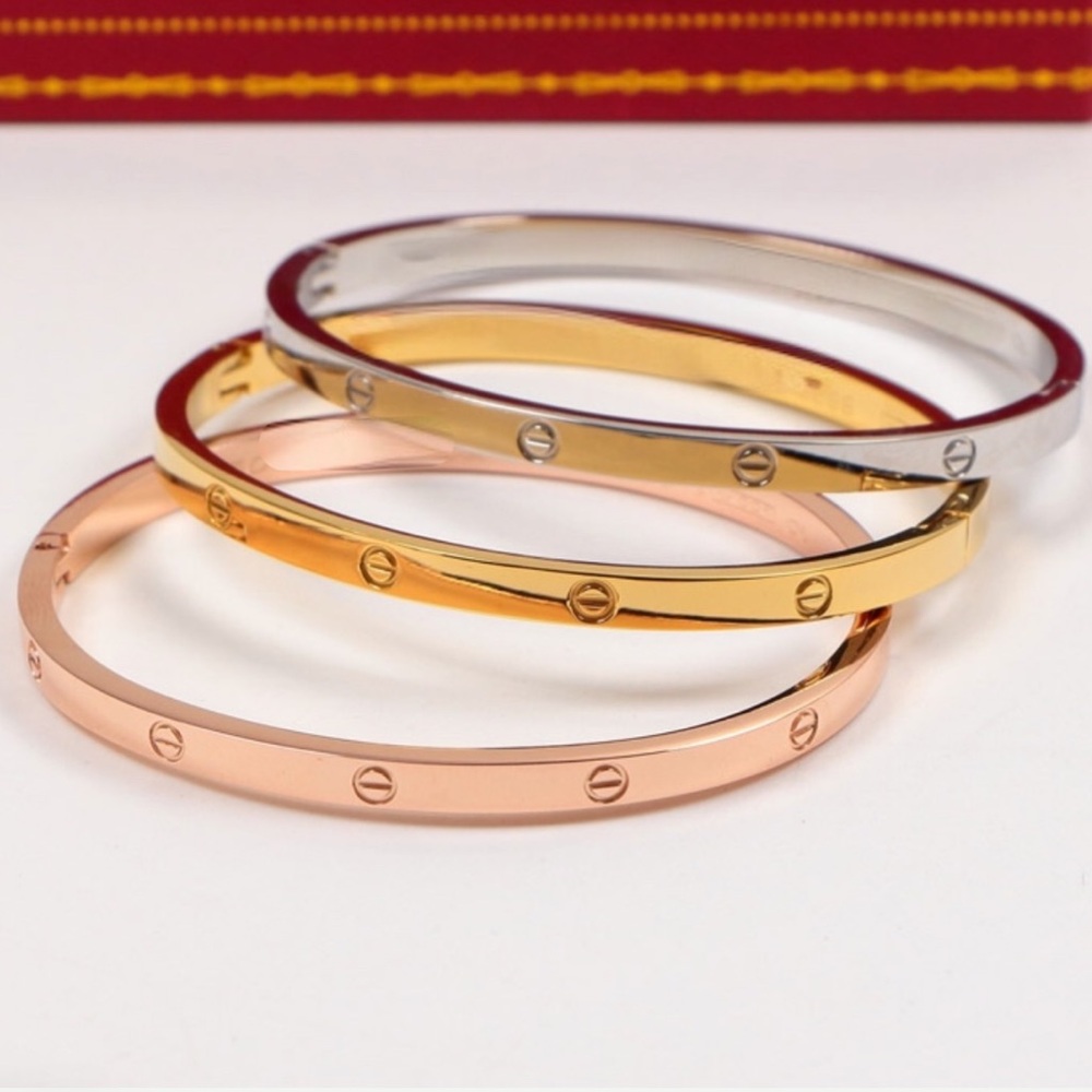 Gold, Platinum, Rose Gold without Stones Stainless Steel Gold Plated Set of 3 - Picture 1 of 3